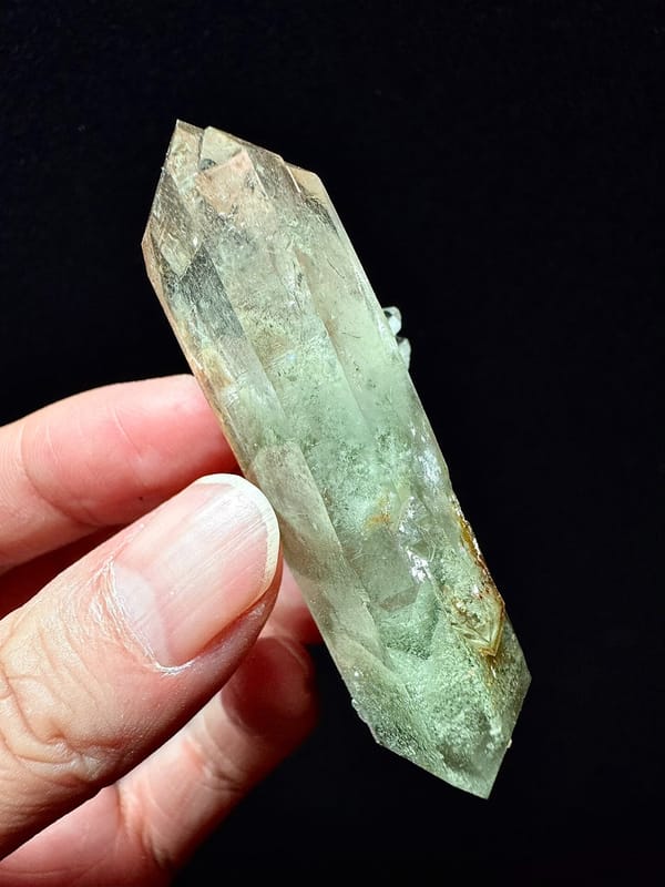 Double-Terminated Red-Green Phantom Quartz — Pakistan — individual mineral specimen view 1