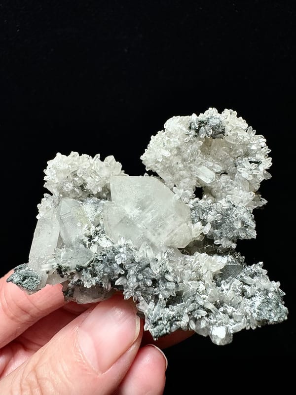 Brilliant Quartz Cluster with Specular Hematite — Inner Mongolia — individual mineral specimen view 1