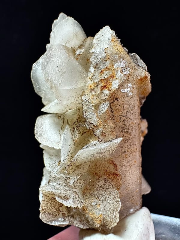 Velvet Quartz with Hematite-Coated Petal Calcite — Inner Mongolia — individual mineral specimen view 2