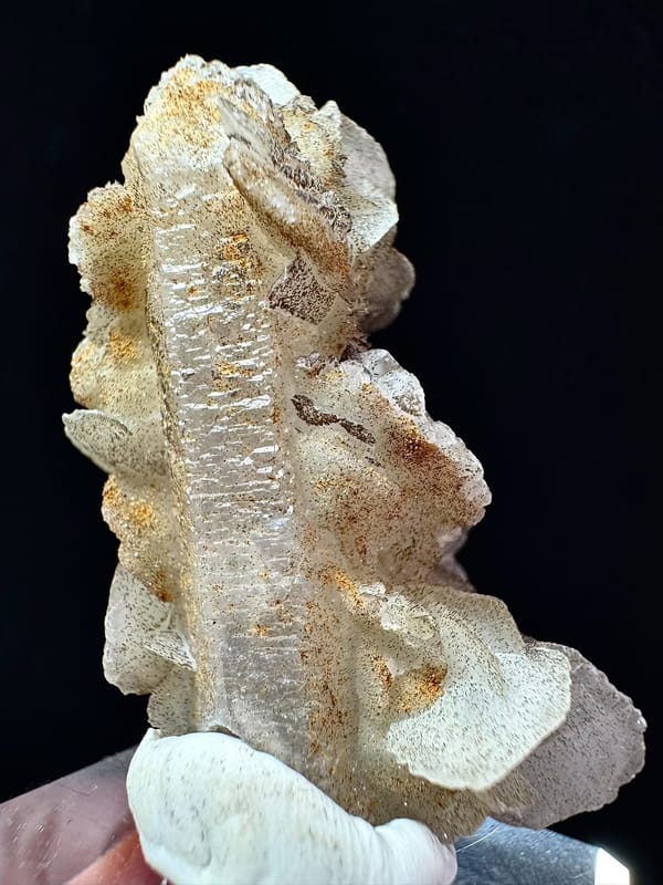 Velvet Quartz with Hematite-Coated Petal Calcite — Inner Mongolia — individual mineral specimen view 3