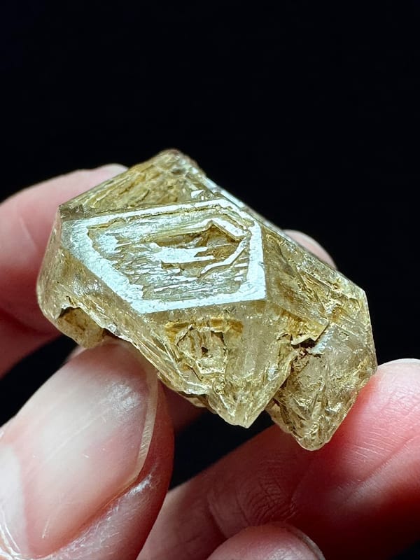 Golden Skeletal Quartz with Six-Window Etching — Pakistan — individual mineral specimen view 1