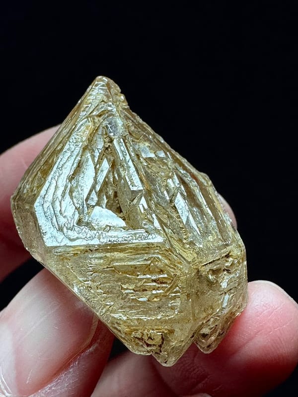 Golden Skeletal Quartz with Six-Window Etching — Pakistan — individual mineral specimen view 3