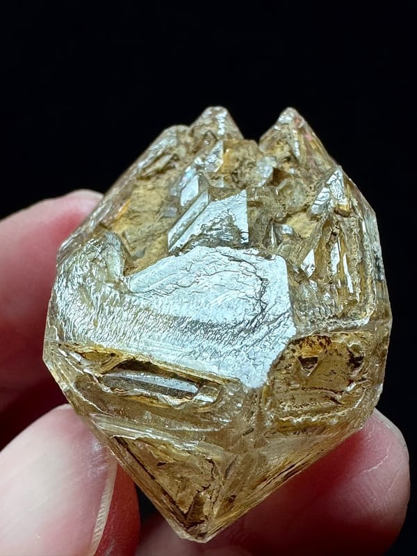 Golden Skeletal Quartz with Six-Window Etching — Pakistan — individual mineral specimen view 7