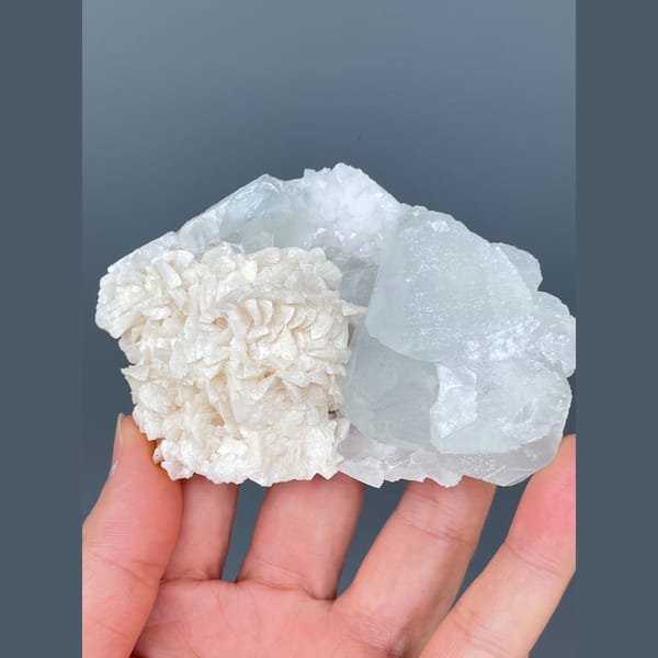 Pale blue fluorite with white dolomite from Hunan — complete view
