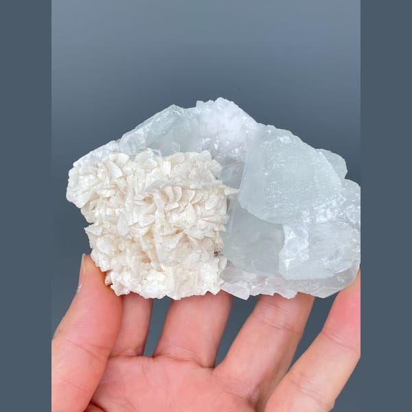Pale blue fluorite with white dolomite from Hunan — alternate view