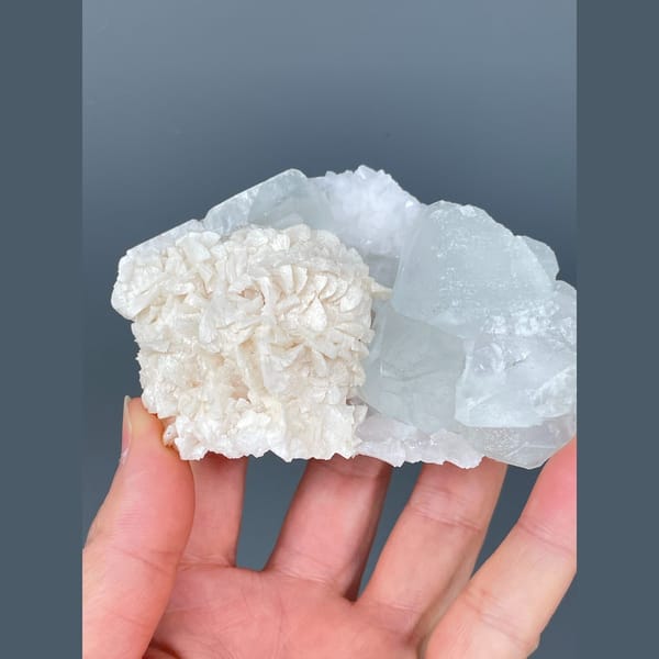 Pale blue fluorite with white dolomite from Hunan — alternate view