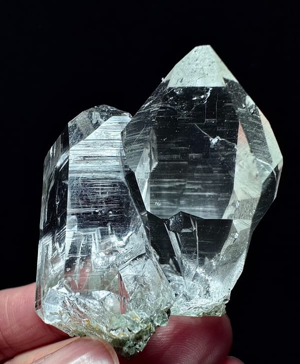Brahma Quartz with Green Phantom and Anatase — Indian Himalayas — individual mineral specimen view 1