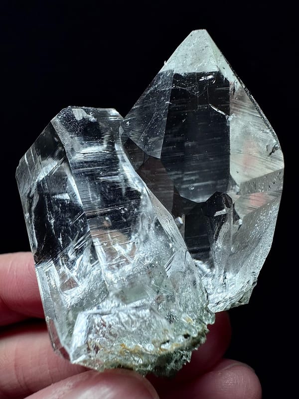 Brahma Quartz with Green Phantom and Anatase — Indian Himalayas — individual mineral specimen view 2