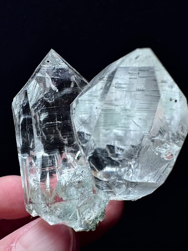 Brahma Quartz with Green Phantom and Anatase — Indian Himalayas — individual mineral specimen view 3