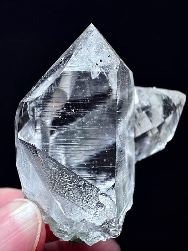 Brahma Quartz with Green Phantom and Anatase — Indian Himalayas — individual mineral specimen view 6