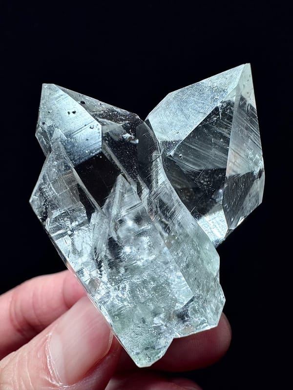 Brahma Quartz with Green Phantom and Anatase — Indian Himalayas — individual mineral specimen view 8