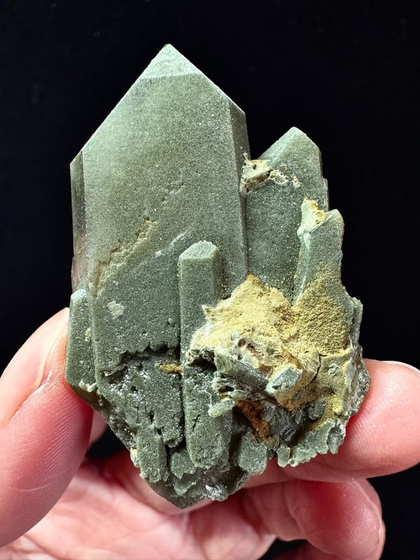 Floating Double-Terminated Green Phantom Quartz — Pakistan — individual mineral specimen view 2
