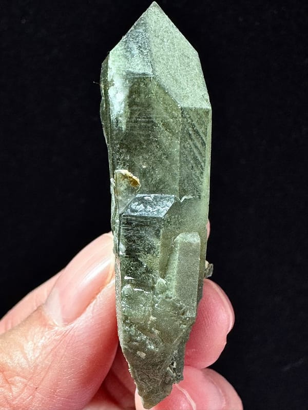 Floating Double-Terminated Green Phantom Quartz — Pakistan — individual mineral specimen view 4