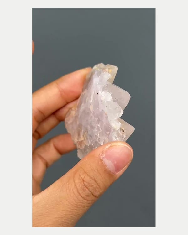 Complete right oblique view of garden quartz with epidote
