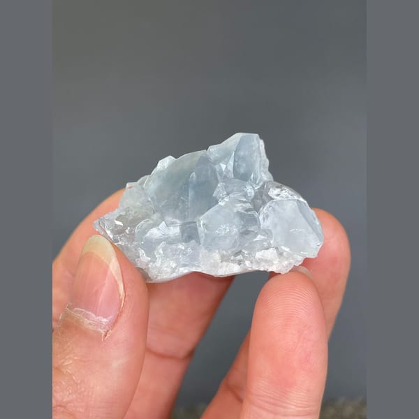 Pale blue celestite cluster from Madagascar — alternate view