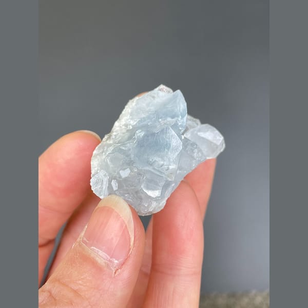 Pale blue celestite cluster from Madagascar — alternate view