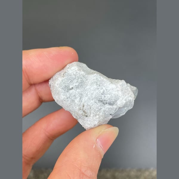 Pale blue celestite cluster from Madagascar — detail view