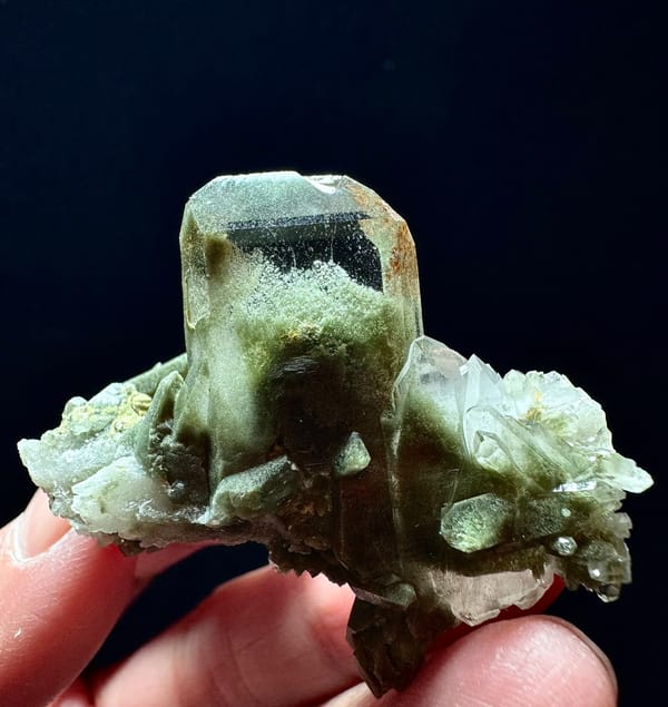 Stitched Green Phantom Quartz Cluster — Pakistan — individual mineral specimen view 2