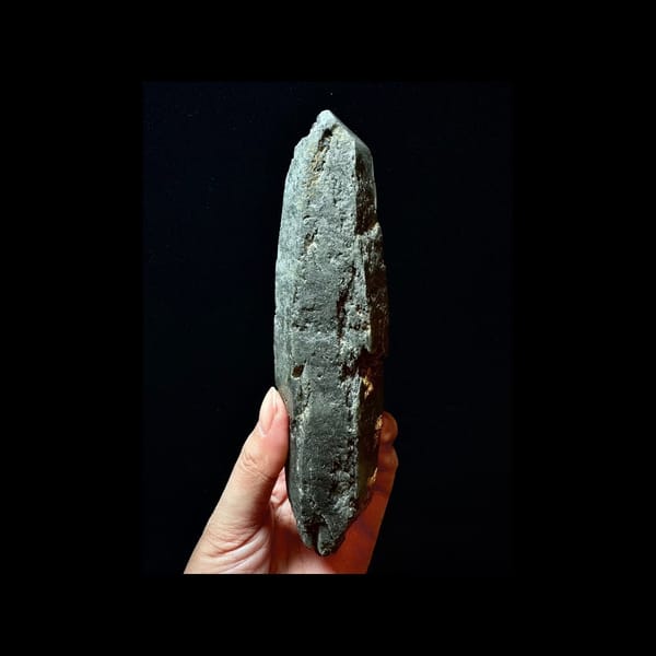Hashupi Green Phantom Quartz with Black Tourmaline — complete specimen view 1 of 4