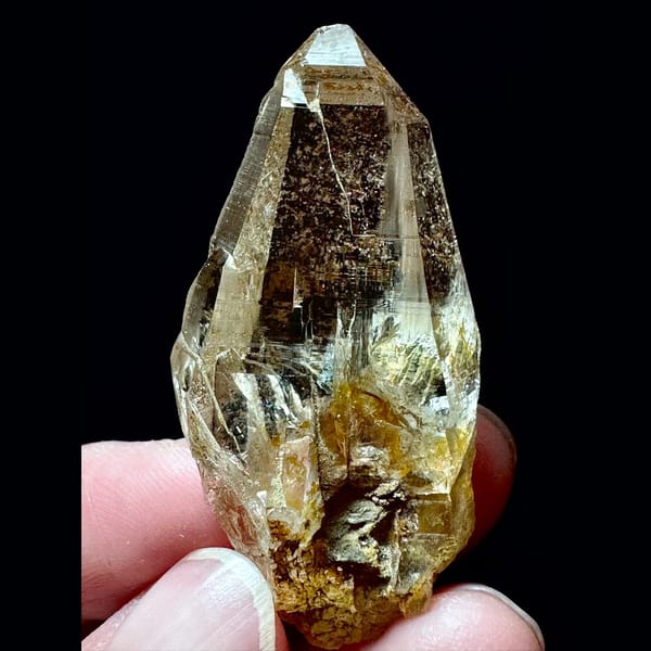 Himalayan quartz floater with yellow inclusions from Hashupi, Pakistan — complete view