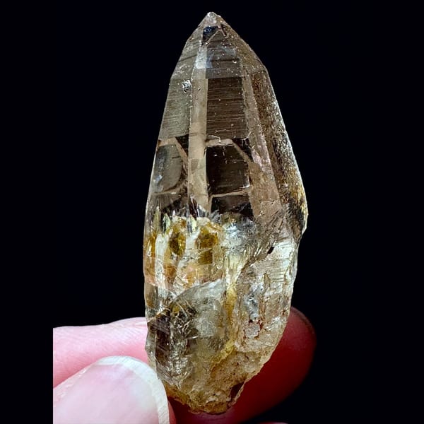 Himalayan quartz floater with yellow inclusions from Hashupi, Pakistan — alternate view