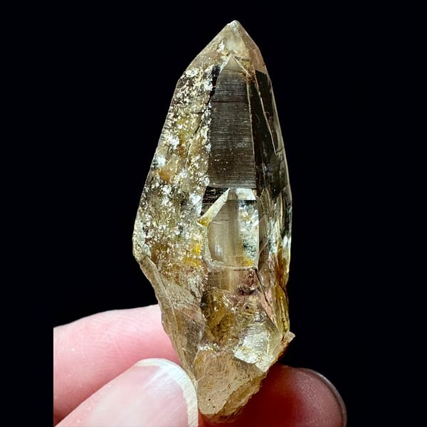 Himalayan quartz floater with yellow inclusions from Hashupi, Pakistan — detail view