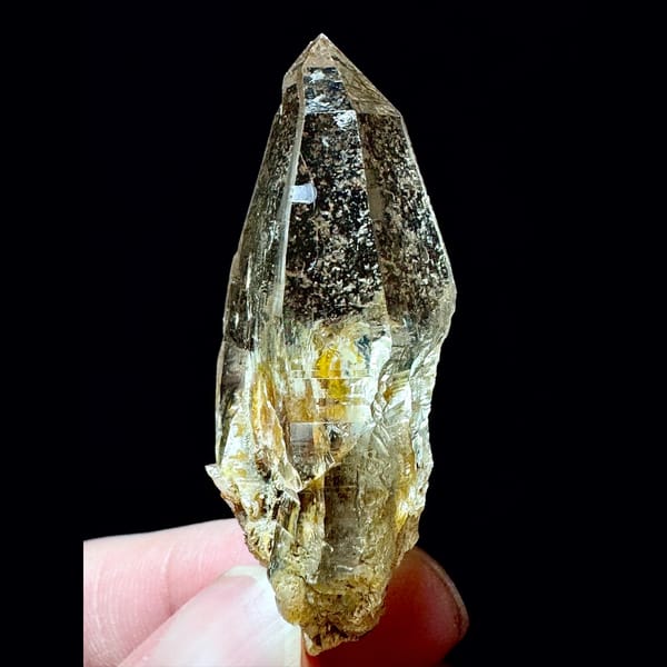 Himalayan quartz floater with yellow inclusions from Hashupi, Pakistan — detail view