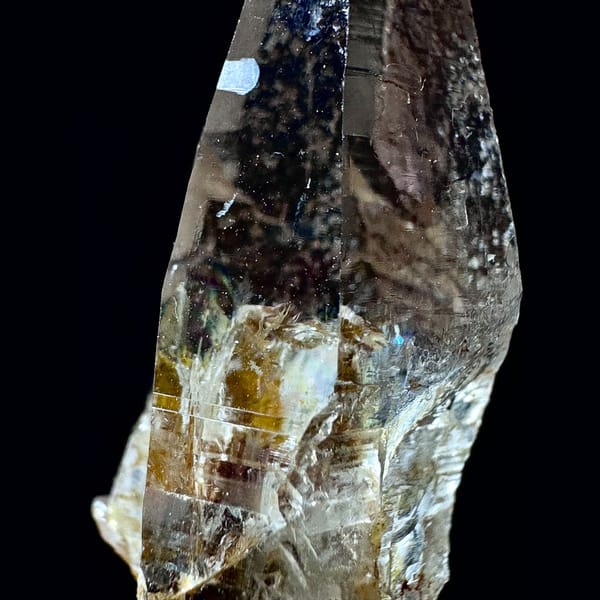 Himalayan quartz floater with yellow inclusions from Hashupi, Pakistan — detail view