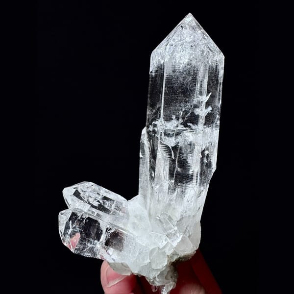 Himalayan quartz with green phantom and rainbows from India — complete view