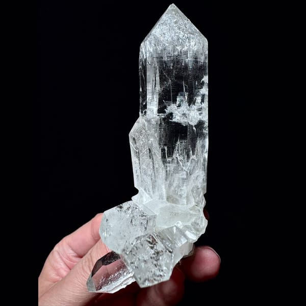 Himalayan quartz with green phantom and rainbows from India — alternate view