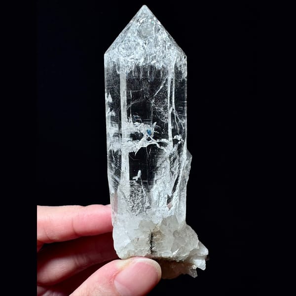 Himalayan quartz with green phantom and rainbows from India — alternate view
