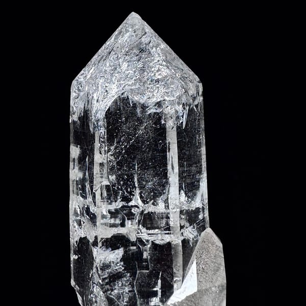 Himalayan quartz with green phantom and rainbows from India — detail view