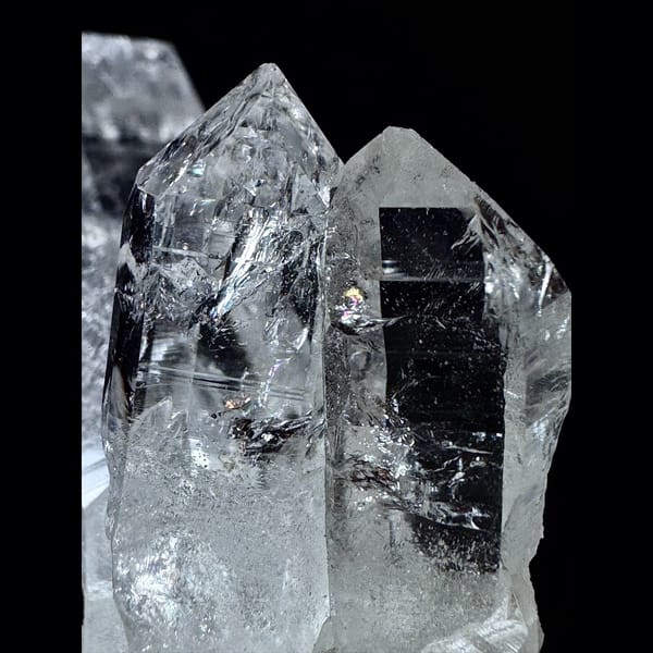 Himalayan quartz with green phantom and rainbows from India — detail view