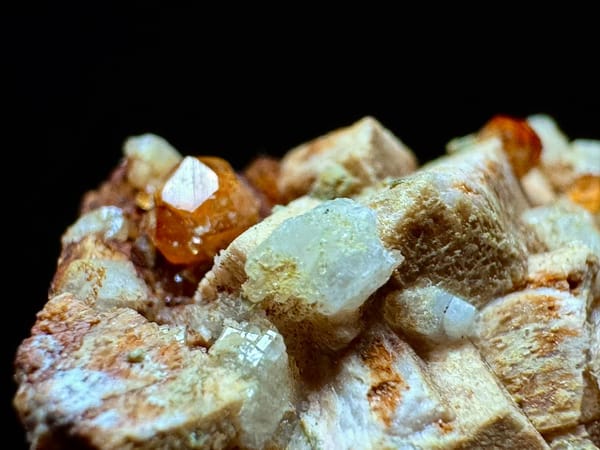 Fanta Garnet on Feldspar Miniature — Fujian — individual mineral specimen view 3
