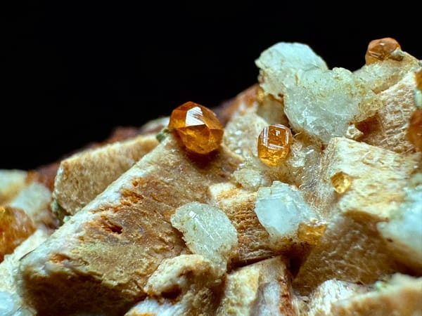 Fanta Garnet on Feldspar Miniature — Fujian — individual mineral specimen view 4