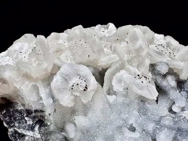 Blue Sugar Quartz with Petal Calcite and Pyrite — Fujian — individual mineral specimen view 6