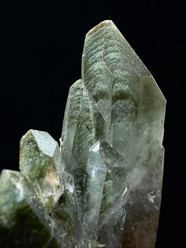 Intergrown Green Phantom Quartz Cluster — Pakistan Himalayas — individual mineral specimen view 5
