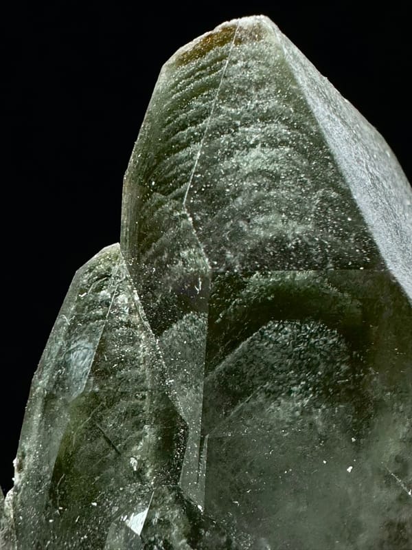 Intergrown Green Phantom Quartz Cluster — Pakistan Himalayas — individual mineral specimen view 6