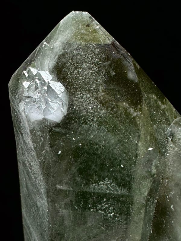Intergrown Green Phantom Quartz Cluster — Pakistan Himalayas — individual mineral specimen view 7