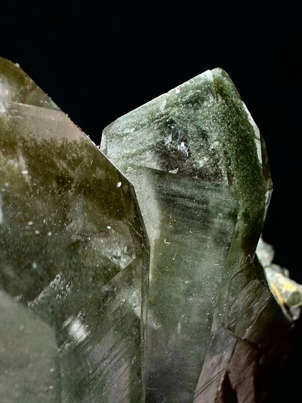 Intergrown Green Phantom Quartz Cluster — Pakistan Himalayas — individual mineral specimen view 8
