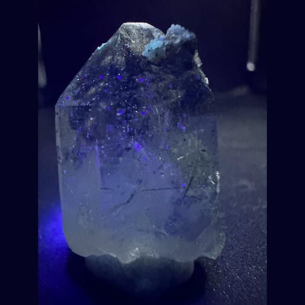 Quartz with Jamesonite and Fluorite Yaogangxian 3.0 cm — complete view