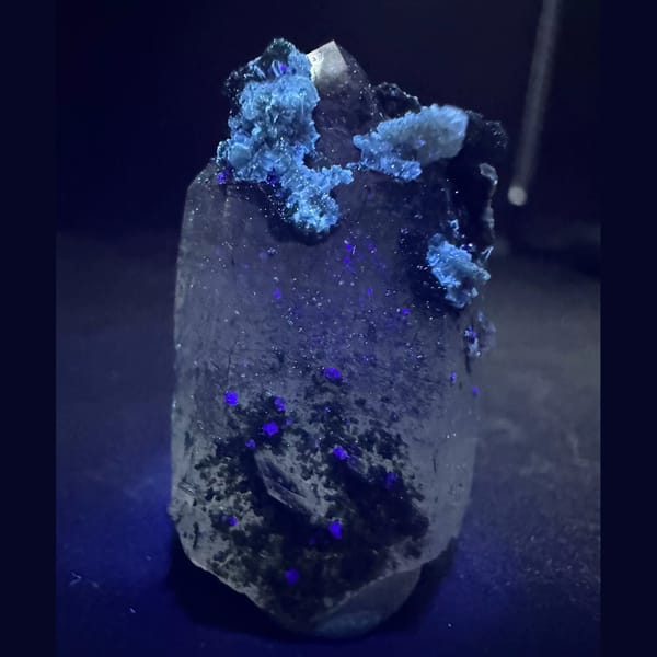 Quartz with Jamesonite and Fluorite Yaogangxian 3.0 cm — alternate view