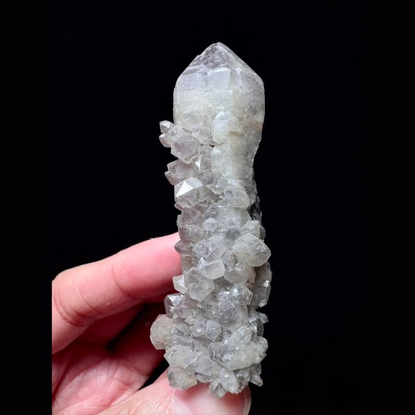 Second-growth amethyst with specular hematite from Inner Mongolia — alternate view