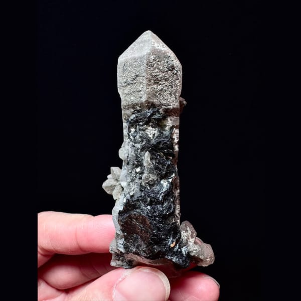 Second-growth amethyst with specular hematite from Inner Mongolia — alternate view
