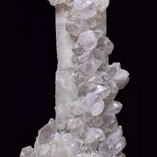 Second-growth amethyst with specular hematite from Inner Mongolia — detail view