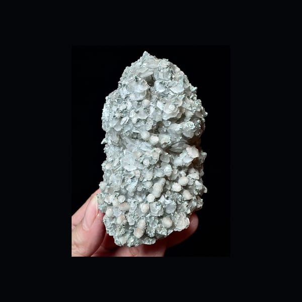 Green-Gray Quartz with Pink Petal Calcite — Inner Mongolia — individual mineral specimen view 1