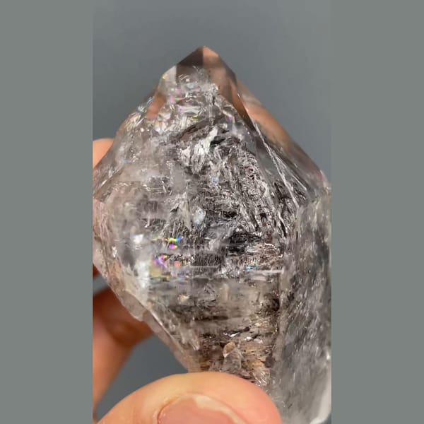 Large skeletal quartz with dark smoky inclusions from Jinkouhe — alternate view