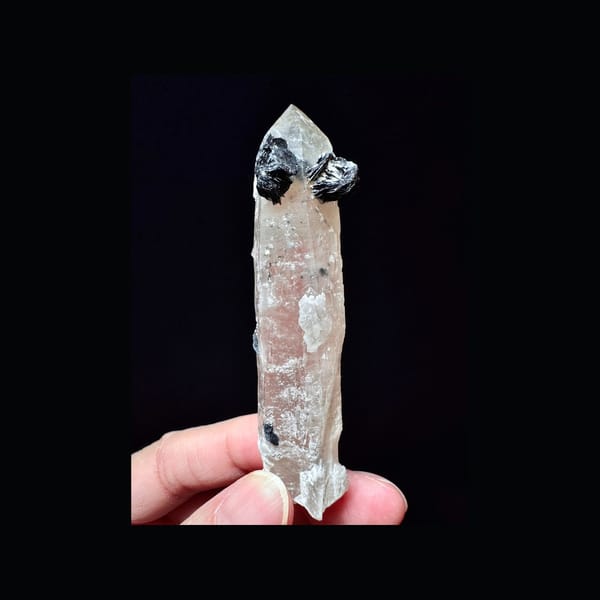 Red-Core Quartz with Specular Hematite Rosettes — Inner Mongolia — front profile