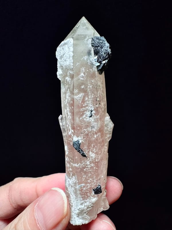 Red-Core Quartz with Specular Hematite Rosettes — Inner Mongolia — reverse profile