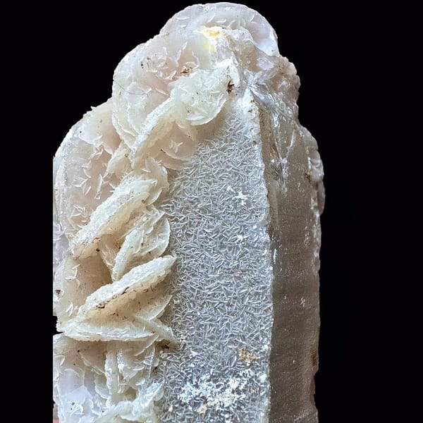 Quartz with cream petal calcite from Inner Mongolia — alternate view
